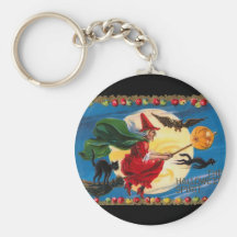Vintage Halloween Spirit Witch Keychain