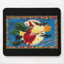 Vintage Halloween Spirit Witch Mousepad