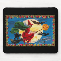 Vintage Halloween Spirit Witch Mousepad