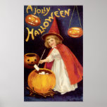 Vintage Halloween, Witch Jack o Lanterns Pumpkins posters