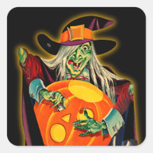 Vintage Halloween Witch Sticker