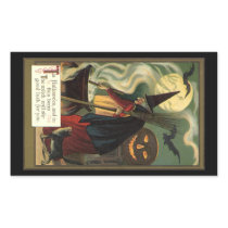 Vintage Halloween Witch Stirring Magic Cauldron Stickers