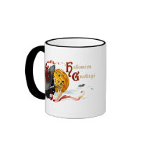 Vintage Halloween Witch With Red Ribbons Mug