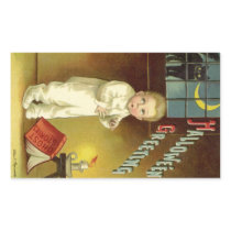 Vintage Halloween with Scared Child and Black Cat Rectangular Sticker