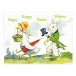 Vintage Happy Easter Postcard-Dressed Rabbit, Duck