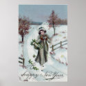 Vintage Happy New Year Art Poster posters