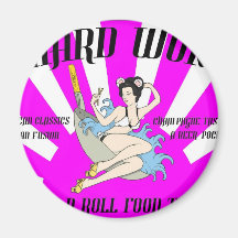 Vintage Hard Wok Cafe Sign Fridge Magnets
