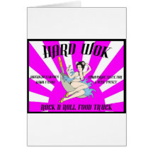 Vintage Hard Wok Cafe Sign Greeting Cards