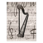 Vintage Harp and Antique Music Collage Customized Photograph
