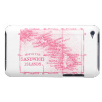 Vintage Hawaii Map, Pink Barely There Ipod Cover