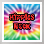 Vintage Hippies Rock Tie Dye Poster posters