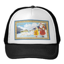 Vintage Holiday Chocolate Bar Label Mesh Hat