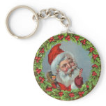 Vintage Holiday Christmas Santa Key Chain