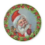 Vintage Holiday Christmas Santa magnets