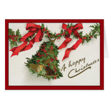 Vintage Holly Bell - Christmas Card