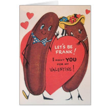 Vintage Hot Dog Valentine's Day Greeting Card