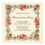 Vintage Housewarming, Antique Roses Flowers Floral Announcement