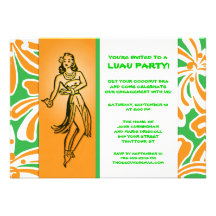 Vintage Hula Dancer Luau Invitation