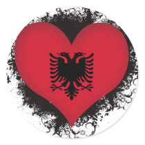 Vintage I Love Albania Round Stickers