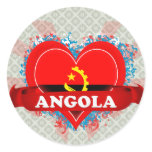 Vintage I Love Angola Round Stickers