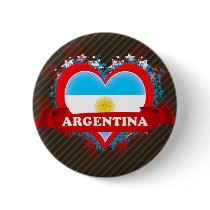 Vintage I Love Argentina Pinback Button