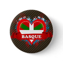 Vintage I Love Basque Pinback Button