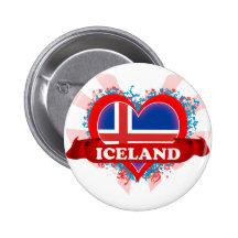Vintage I Love Iceland Pinback Buttons