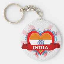 Vintage I Love India Key Chain