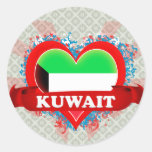 Vintage I Love Kuwait Round Stickers