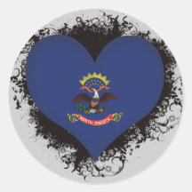 Vintage I Love North Dakota Stickers