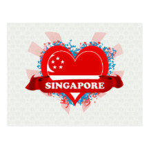 Vintage I Love Singapore Post Card