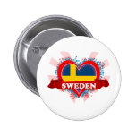 Vintage I Love Sweden Pinback Button