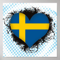 Vintage I Love Sweden Poster