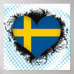 Vintage I Love Sweden Poster
