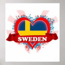 Vintage I Love Sweden Posters