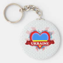 Vintage I Love Ukraine Key Chains