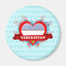 Vintage I Love Uzbekistan Fridge Magnet