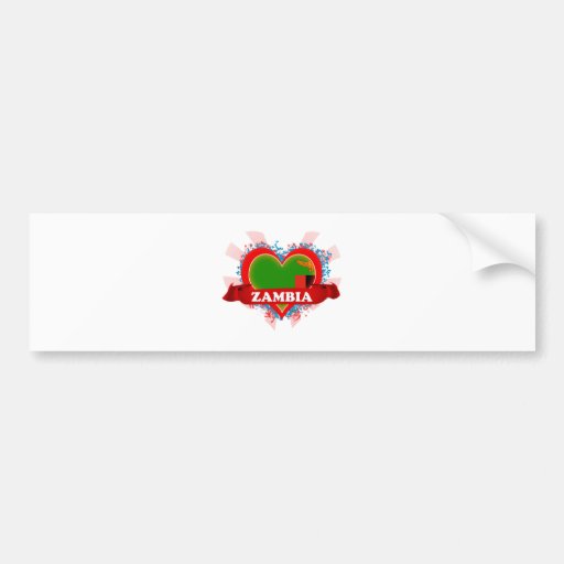 Vintage I Love Zambia Bumper Sticker