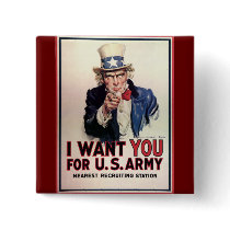 Vintage "I Want You" US Army Uncle Sam Buttons