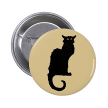 Vintage Illustration Halloween Black Cat Button
