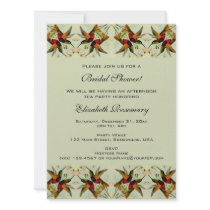 Vintage Illustration Hummingbirds Wedding Announcement