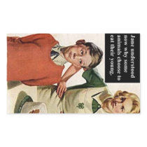 Vintage Image Angry Mum and Cake Rectangle Stickers