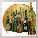 Vintage Imported Beer Bottles, Alcohol, Beverages Poster