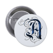 Vintage Initials A Pinback Buttons