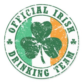 'Vintage' Irish Drinking Team Round Sticker