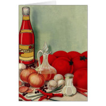 Vintage Italian Food Tomato Onions Peppers Catsup Card