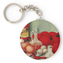 Vintage Italian Foods Ready for Cooking Keychain
