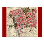 Vintage Italian Italy Roma Map of Rome Post Cards
