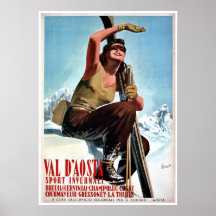 Vintage Italian winter sports ski travel ad Posters