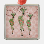 Vintage Jade Blush Giraffes Ornament
